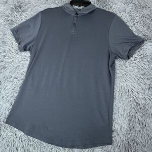 Cuts Clothing Adult Shirt Medium Gray Polo Curve Hem Solid Pullover Stretch Mens